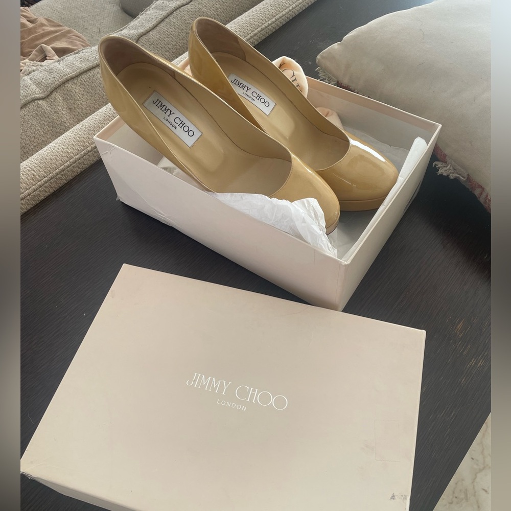 Nude Jimmy Choo stiletto heels in excellent condition with box / dust bag 39.5